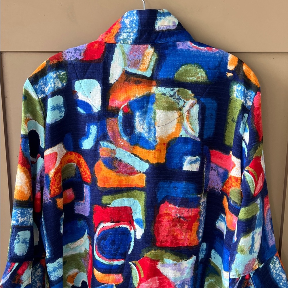 Ali Miles Sz L Multicolor Art to Wear Fun Tunic Top - Picture 9 of 10
